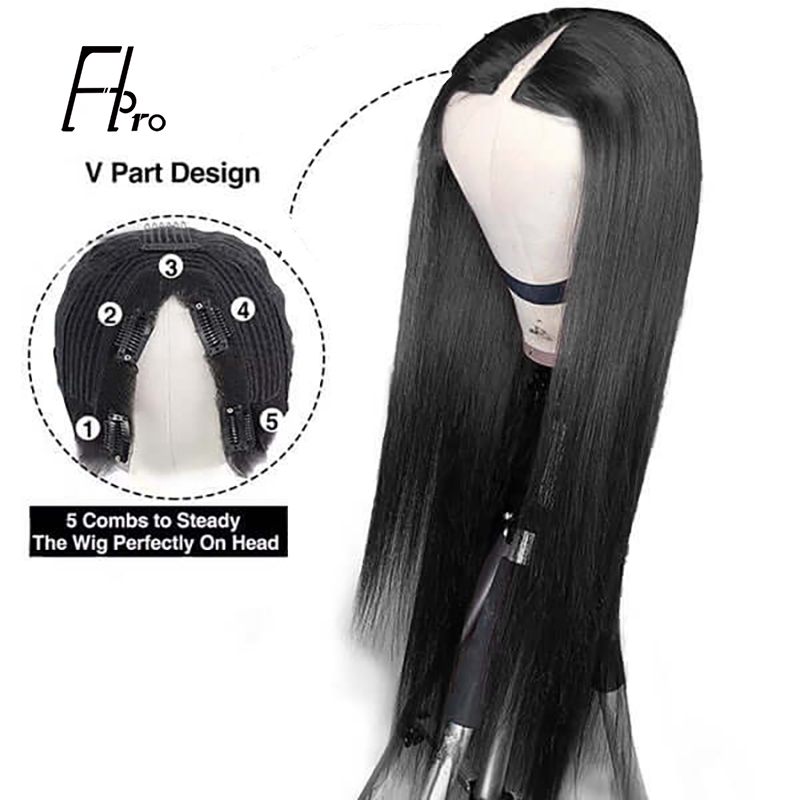 V Part Wig Straight  Glueless Hair Wig 0 Skill Needed Wig